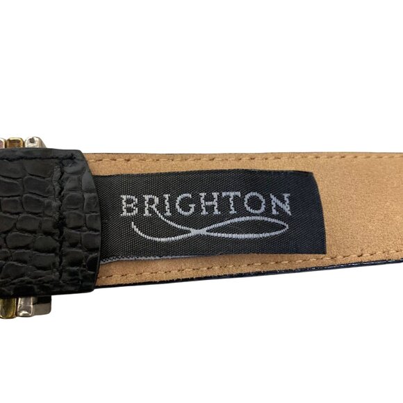 Vintage Brighton Classics Black Croc Embossed Leather Belt Womens Small 28 - Picture 6 of 10